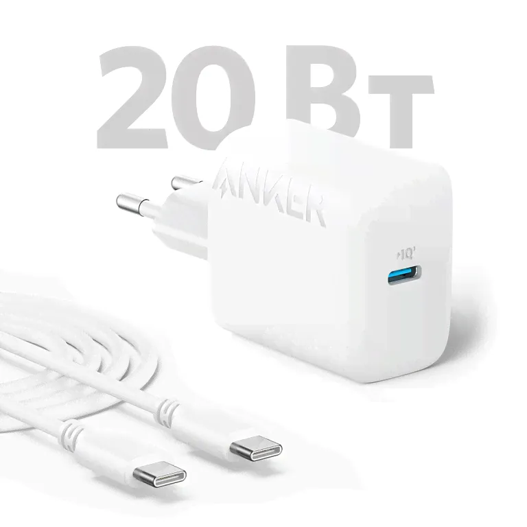 Сетевое зарядное устройство с кабелем Anker 312 20W USB-C White-0